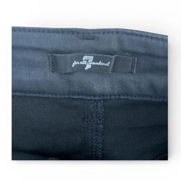 7 For All Mankind Womens Coated Black Denim Pencil Skirt Zipper Detail Size 27 - Picture 3 of 4